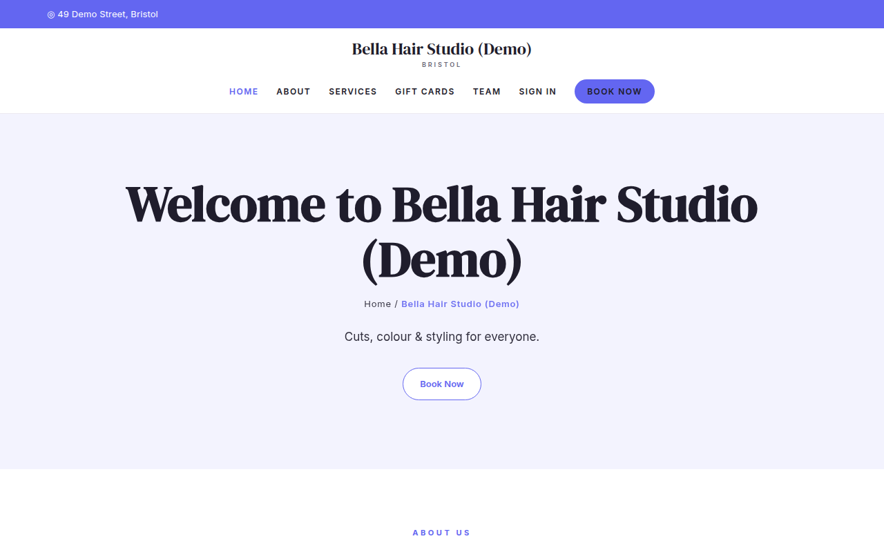 Example Velixa-hosted merchant website — Serenity Spa & Sauna